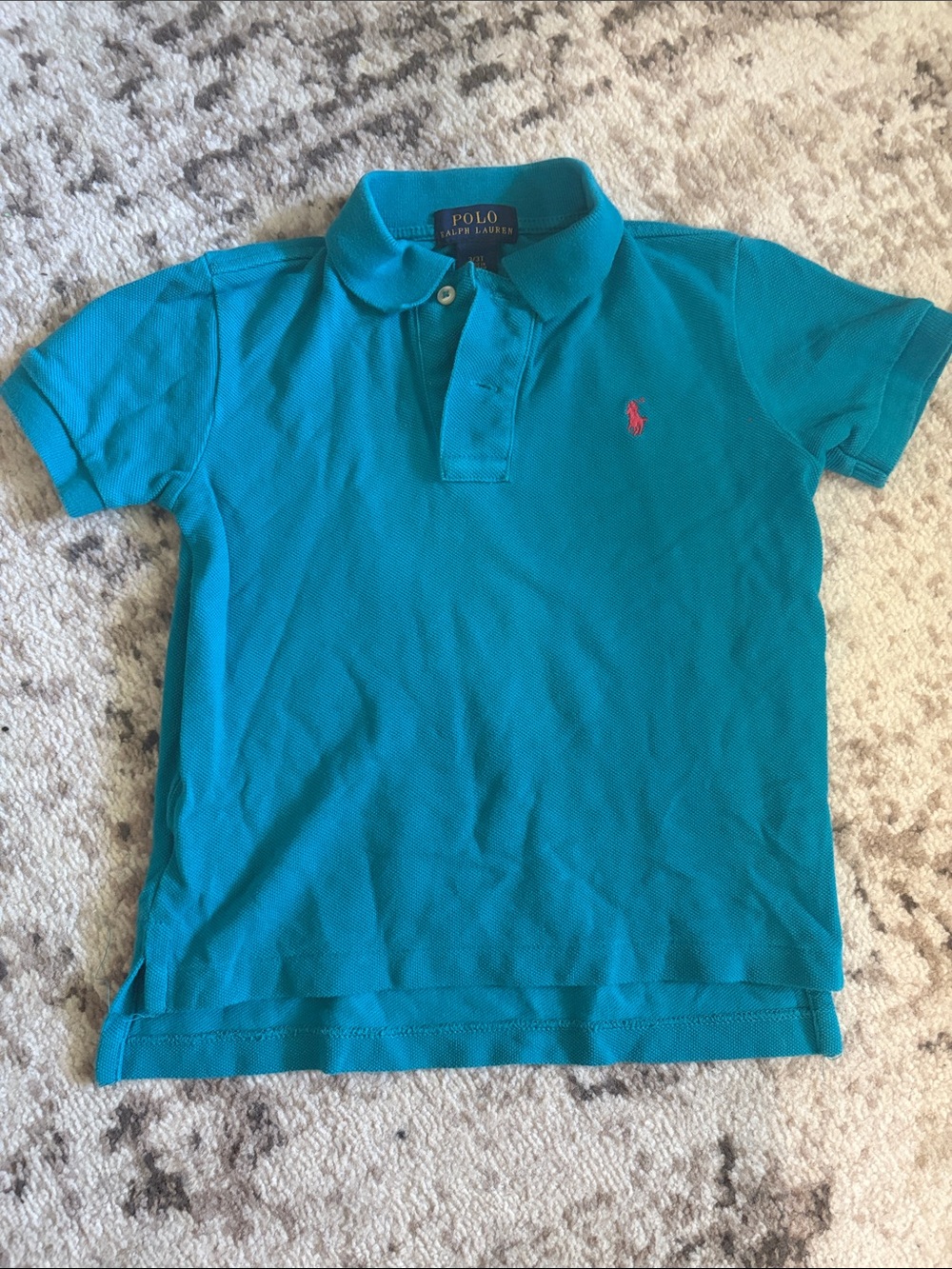 Polo by Ralph Lauren Teal Short Sleeve Polo with Pink Logo